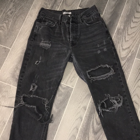 Forever 21 Faded Black Distressed High Waisted Mom Jeans - Picture 2 of 4
